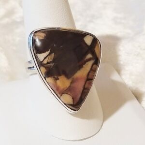 NWOT Natural Australian Outback Jasper .925 Sterling Silver Overlay Ring Sz. 9.5